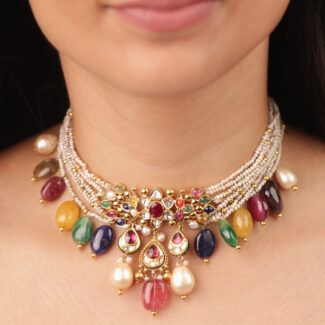 Navratna Choker - Indraja Fine Jewels