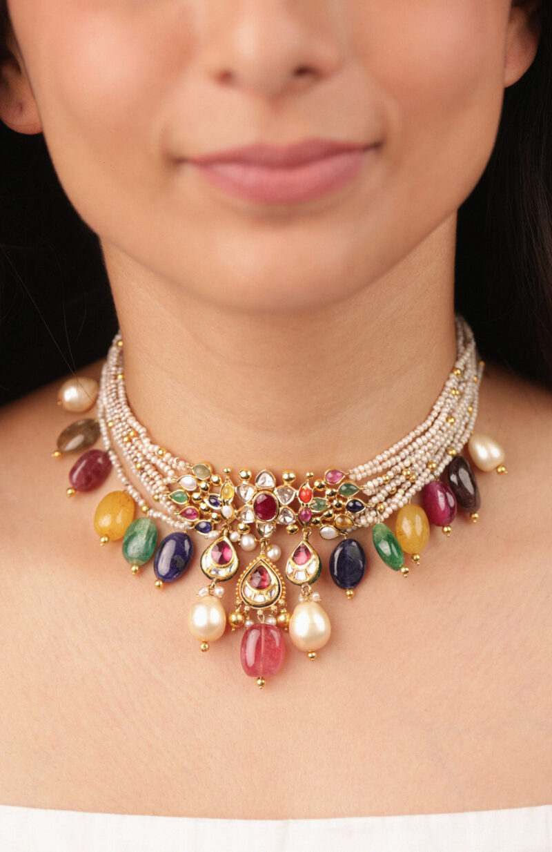 Navratna Choker - Indraja Fine Jewels