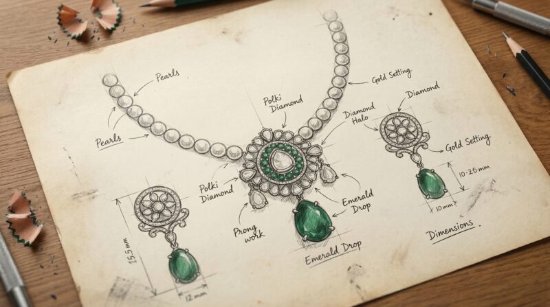 Arundhati Polki Sketch - Indraja Fine Jewels