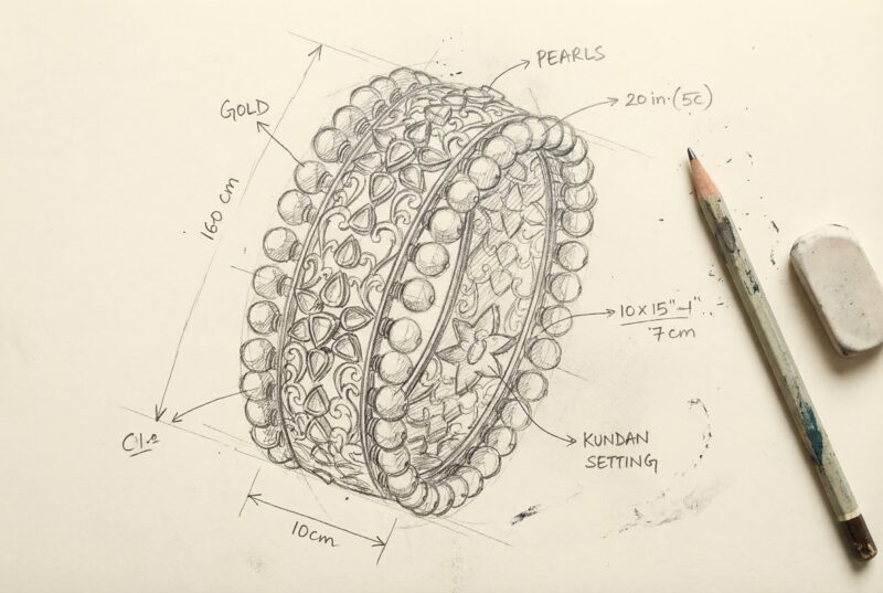 Kankan Polki Bangle Sketch