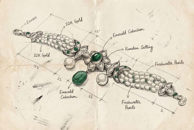 Kanya Bracelet Sketch - Indraja Fine Jewels