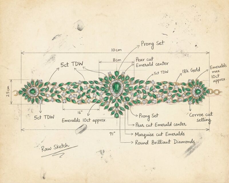 Niharika Bracelet Sketch - Indraja Fine Jewels