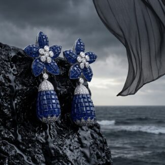 Abha Foral Drop Earrings - 925 Sterling Silver - Indraja Fine Jewels - Mumbai