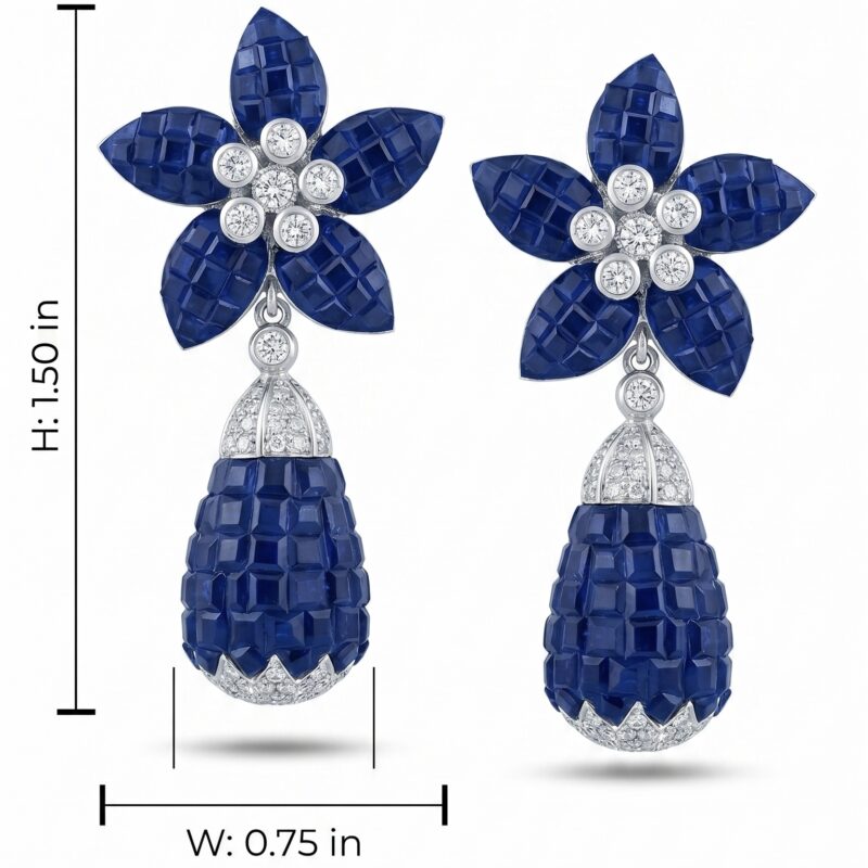 Abha Foral Drop Earrings - Indraja Fine Jewels - Mumbai