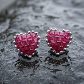 Preya Heart Stud Earrings - 925 Sterling Silver - Indraja Fine Jewels - Mumbai