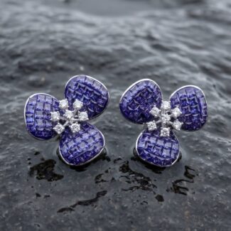 Aroha Floral Drop Earrings - 925 Sterling Silver - Indraja Fine Jewels - Mumbai