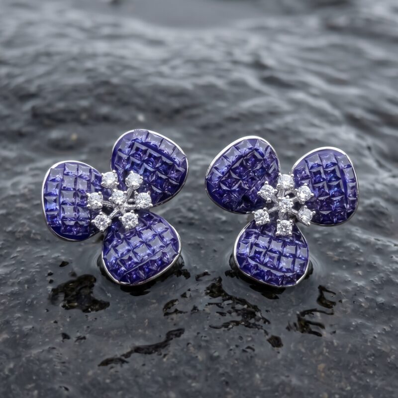 Aroha Floral Drop Earrings - 925 Sterling Silver - Indraja Fine Jewels - Mumbai