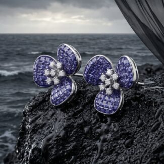 Aroha Floral Drop Earrings - 925 Sterling Silver - Indraja Fine Jewels - Mumbai