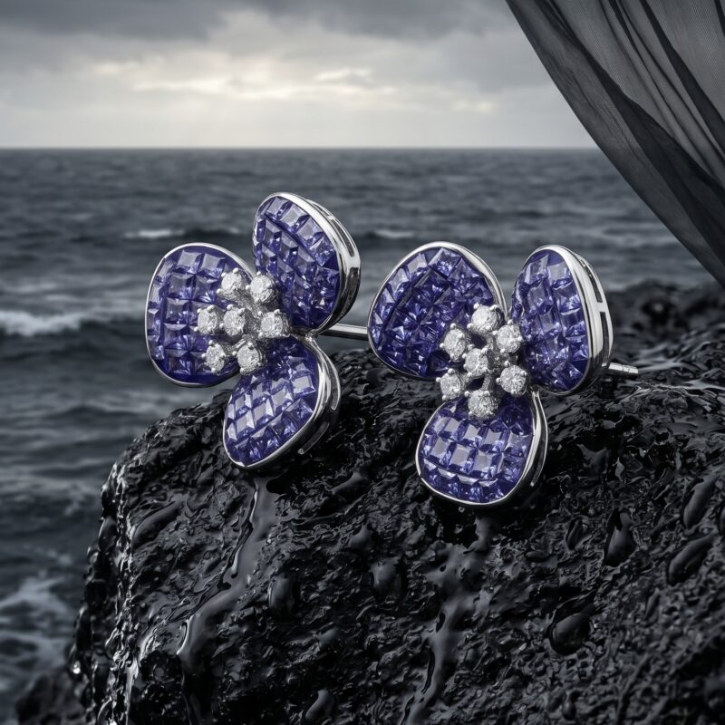 Aroha Floral Drop Earrings - 925 Sterling Silver - Indraja Fine Jewels - Mumbai