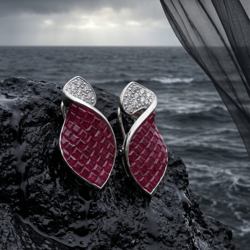 Lehar Wave Earrings - 925 Sterling Silver - Indraja Fine Jewels - Mumbai