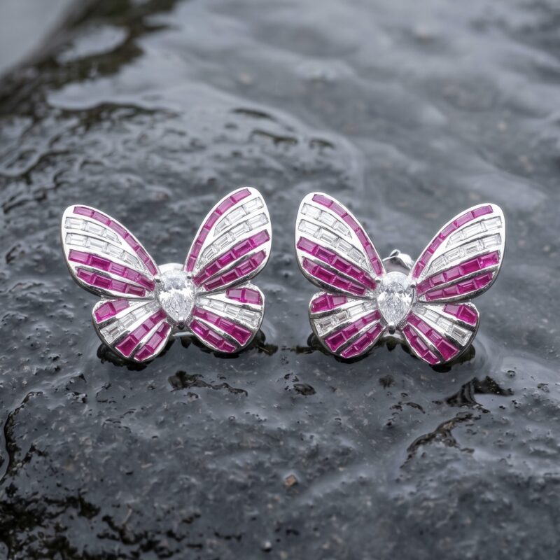 Komal Butterfly Earrings - 925 Sterling Silver - Indraja Fine Jewels - Mumbai