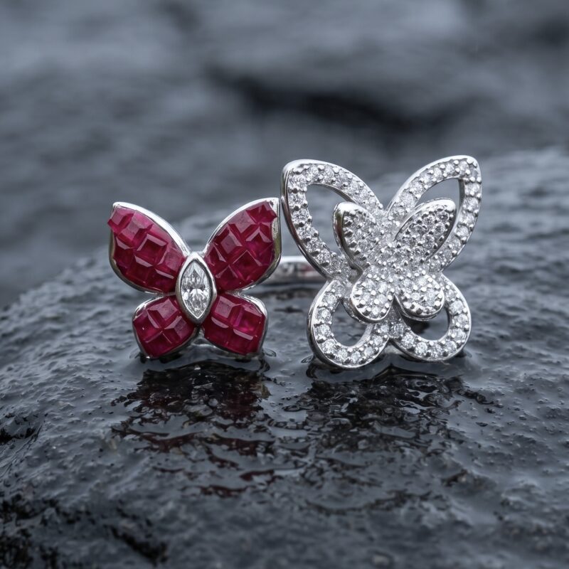 Vanya Butterfly Ring - 925 Sterling Silver - Indraja Fine Jewels - Mumbai