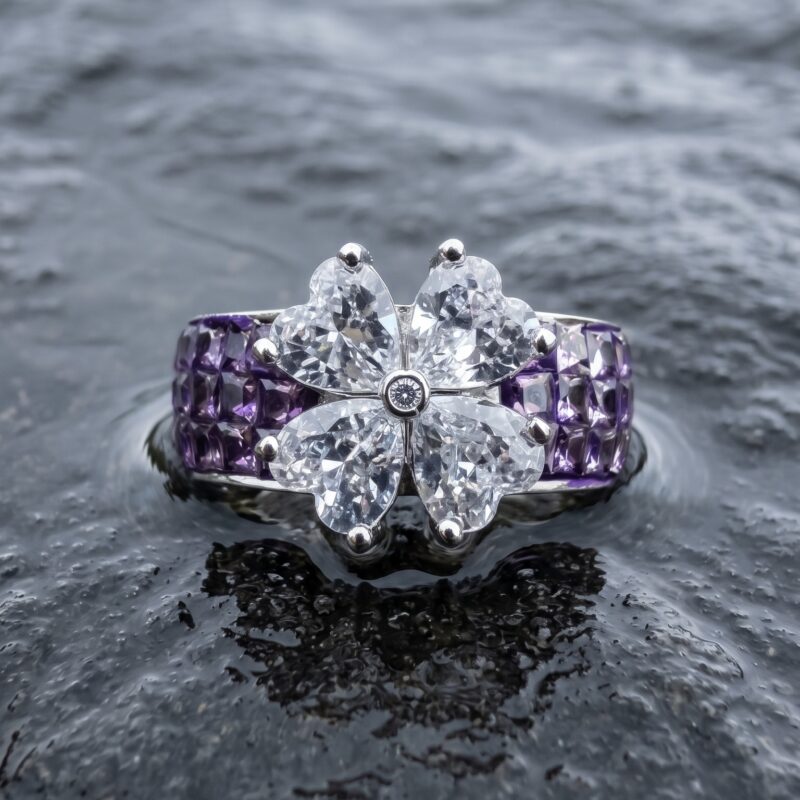 Aira Floral Ring - 925 Sterling Silver - Indraja Fine Jewels - Mumbai