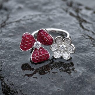 Ritu Floral Ring - 925 Sterling Silver - Indraja Fine Jewels - Mumbai