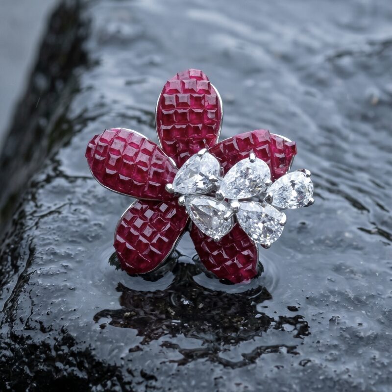 Megha Floral Ring - 925 Sterling Silver - Indraja Fine Jewels - Mumbai