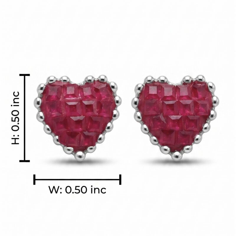 Preya Heart Stud Earrings - 925 Sterling Silver - Indraja Fine Jewels - Mumbai