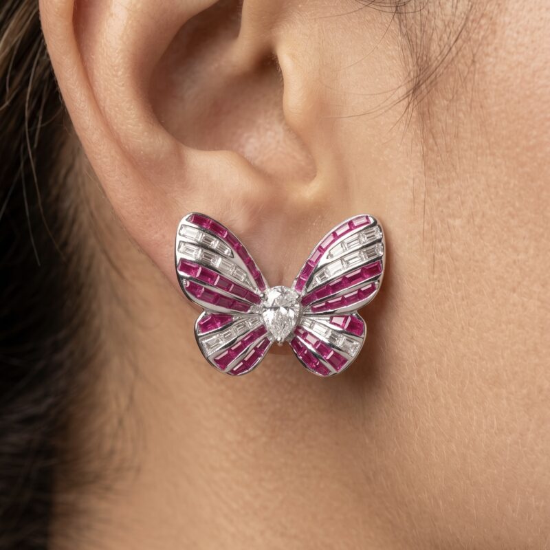 Komal Butterfly Earrings - 925 Sterling Silver - Indraja Fine Jewels - Mumbai