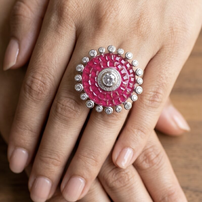 Aanya Floral Ring - 925 Sterling Silver - Indraja Fine Jewels - Mumbai