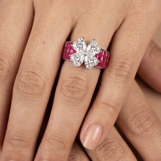 Amya Floral Ring - 925 Sterling Silver - Indraja Fine Jewels - Mumbai