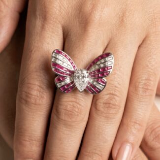 Aroha Butterfly Ring - 925 Sterling Silver - Indraja Fine Jewels - Mumbai