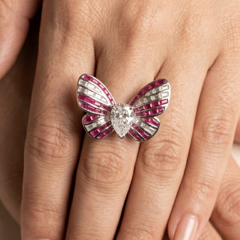 Aroha Butterfly Ring - 925 Sterling Silver - Indraja Fine Jewels - Mumbai
