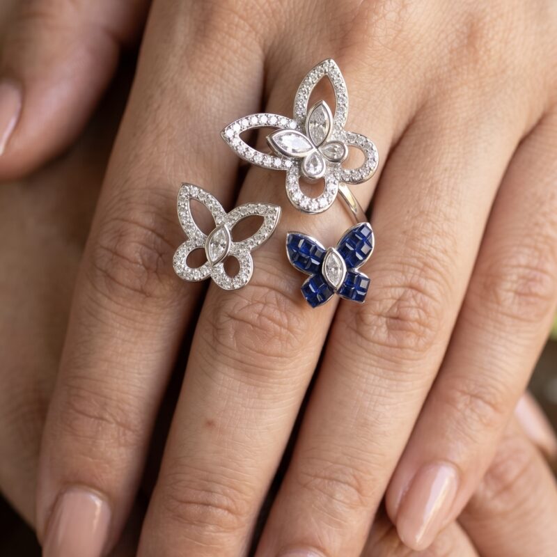 Tvesa Butterfly Ring - 925 Sterling Silver - Indraja Fine Jewels - Mumbai