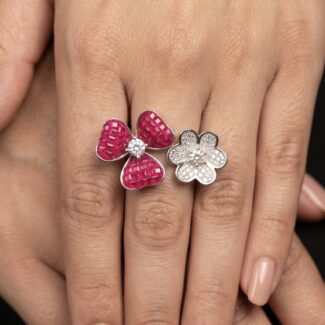 Ritu Floral Ring - 925 Sterling Silver - Indraja Fine Jewels - Mumbai