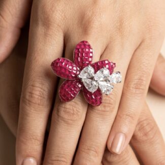 Megha Floral Ring - 925 Sterling Silver - Indraja Fine Jewels - Mumbai