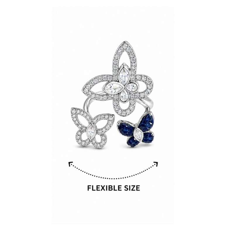 Tvesa Butterfly Ring - 925 Sterling Silver - Indraja Fine Jewels - Mumbai
