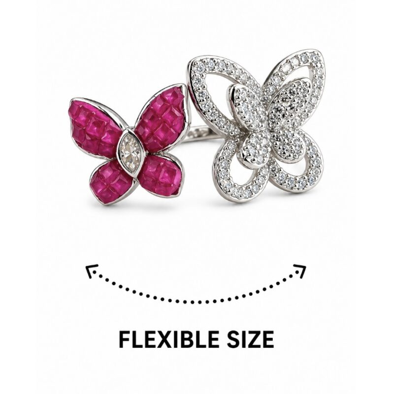 Vanya Butterfly Ring - 925 Sterling Silver - Indraja Fine Jewels - Mumbai