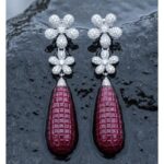 Ritu Double Flower Drop Earrings - 925 Sterling Silver - Indraja Fine Jewels - Mumbai
