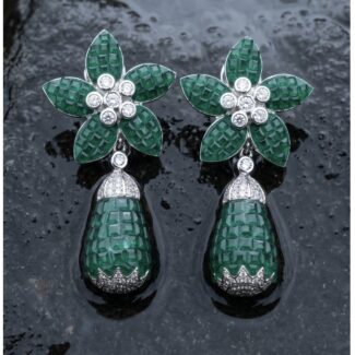 Ira Foral Drop Earrings - Indraja Fine Jewels - Mumbai