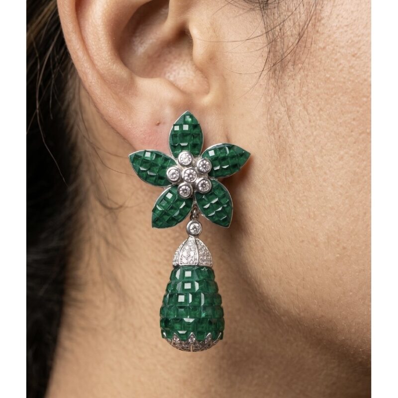 Ira Floral Drop Earrings - 925 sterling Silver - Indraja Fine Jewels | Mumbai