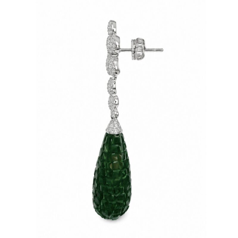 Rasa Double Flower Drop Earrings - 925 Sterling Silver - Indraja Fine Jewels - Mumbai
