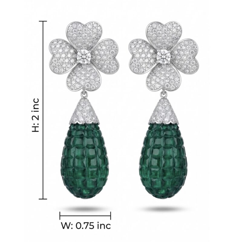 Bindu Floral Drop Earrings - 925 Sterling Silver - Indraja Fine Jewels - Mumbai