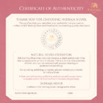 Authenticity Certificate - 925 Sterling Silver - Indraja Fine Jewels - Mumbai
